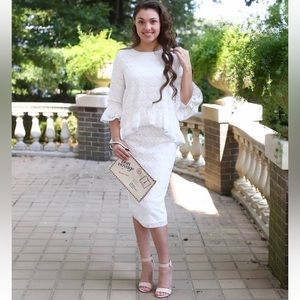 Cream dainty Jewells skirt & top set size small